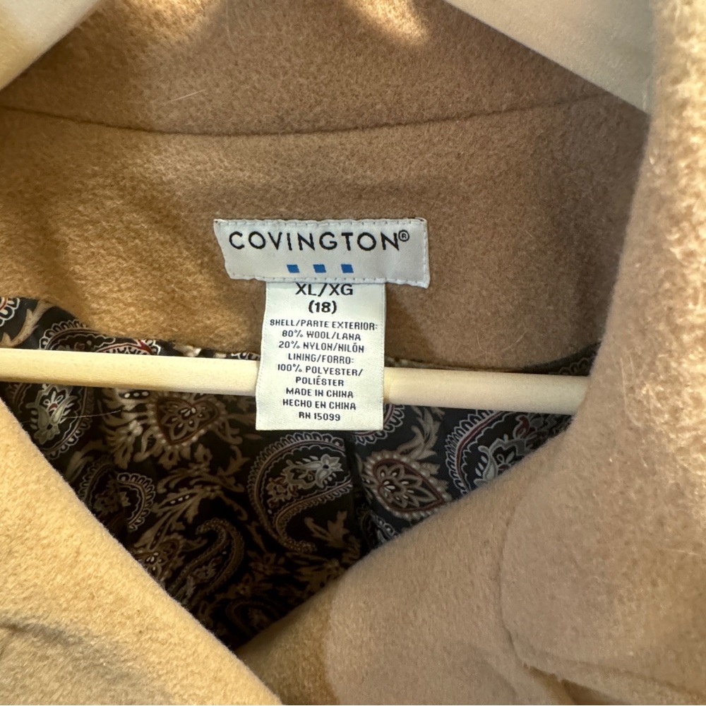 Camel Colored Double Breasted Wool Covington Xl (… - image 3